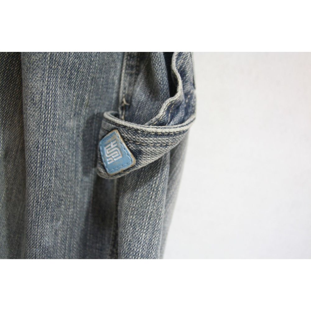 VTG The Source Clothing Co Men 36 Blue Jeans Cargo Shorts Distressed Patch Baggy